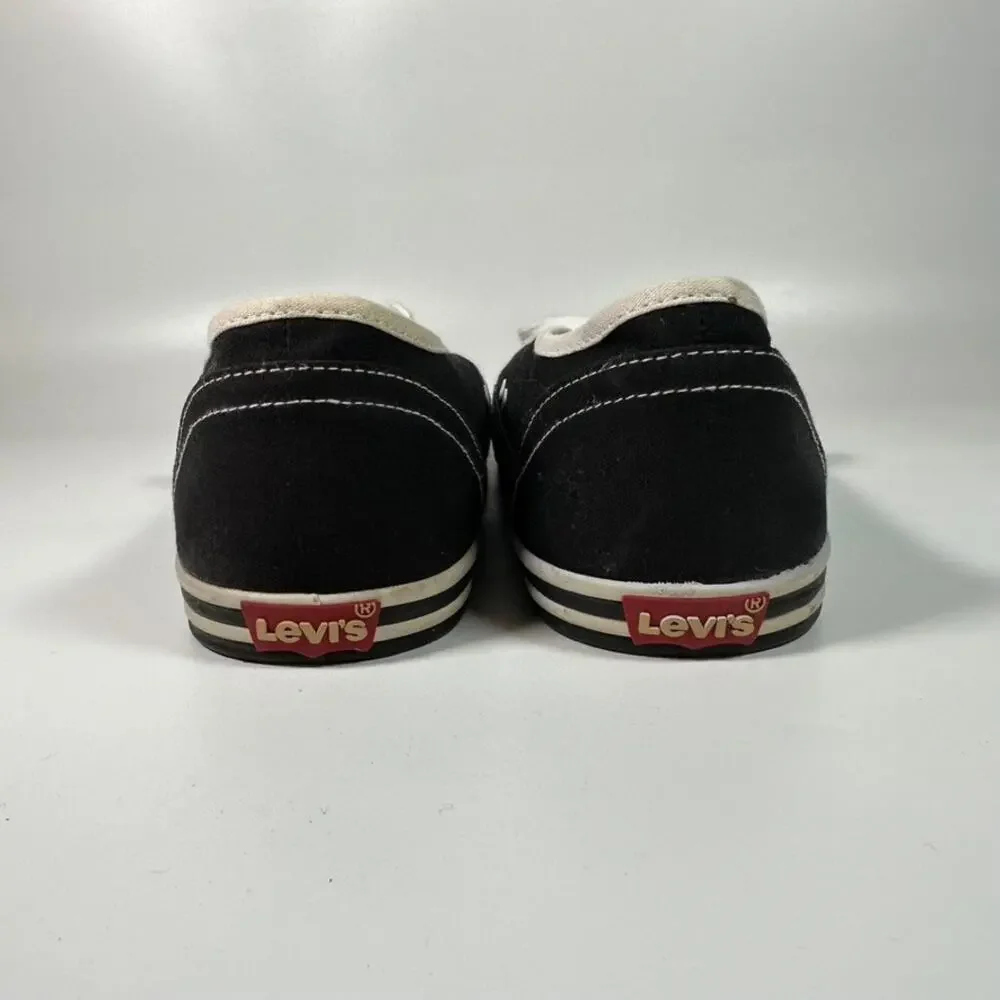 Levi's Black Canvas Low Top Sneakers Men's Size 10 Casual Lace Up Shoes